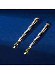 2pcs Rhinestone Barrettes - Gold - View 5