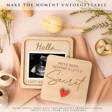 给奶奶、祖父母的怀孕公告 - 超声波相框 - 宝宝公告标志 - 宝宝即将出生公告 - 向丈夫、朋友、阿姨、叔叔透露怀孕消息 - 米色 - 查看 4
