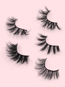 MAANGE 20对自然浓密混合款假睫毛，浓密卷翘蓬松，适合派对、漫画风格妆容，旅行必备，美妆好礼 - 黑色 - 查看 5