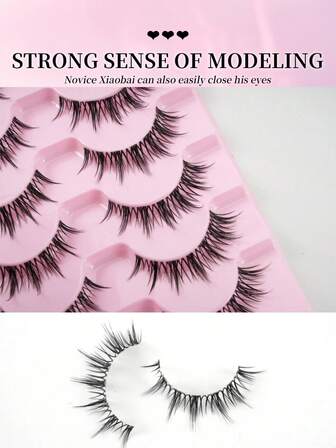 Nuevas 7 pares de pestañas de ojo de gato naturales, de banda transparente, con extremos alados, que alargan los ojos, de imitación de pestañas de marta y de zorro para maquillaje de ojos de zorro, pestañas postizas de cosplay y maquillaje