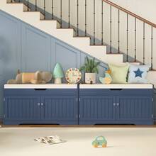 36,2-Zoll-Schuhbank mit anhebbarem Stauraum, Aufbewahrungsbank mit gepolstertem Sitzkissen, Eingangsbank mit 2 verstellbaren Regalen, für Eingangsbereich, Wohnzimmer, Schlafzimmer