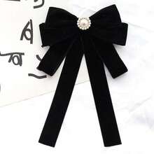 1pc Velvet Bow Brooch, Versatile Black Clothing Accessory Dress Accessories Pin For Clothes Bag Charm School Office Accessories Shirts Jacket Jewelry Christmas Halloween Clothes Pin Funny Cute Teacher Gifts - 酒紅色 - 查看 6