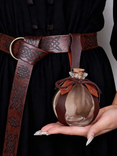 1 Set mittelalterliche Alchemie Vintage Flaschentasche und Zaubertrank Flasche, magische Flasche für Viking Faire, LARP, Halloween Kostüme Accessoires