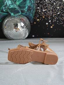 Sandalias planas de verano marrones para adolescentes - Marrón - Ver 8