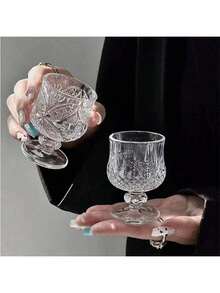 12/6/4/2/1pcs Diamond/Butterfly Pattern 40ml Stemmed Glass Cups, Transparent And Refractive, Elegant Mini Tea Cups, One-Sip Design, Non-Bulky - Multicolor - View 1