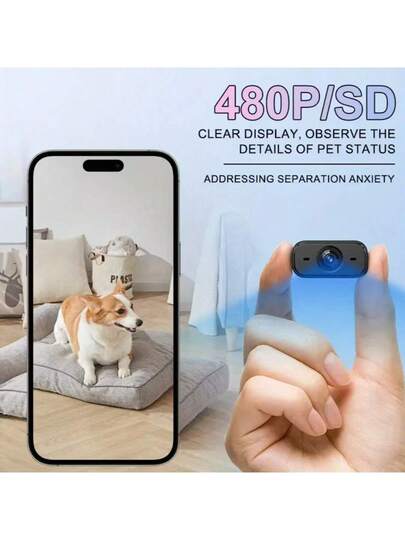 1pc Mini WiFi Security Camera Portable, Self Adhesive, 1080P HD Video, Wireless Home/Office System Wide Angle, USB Powered view 5