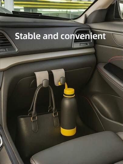 Car Hook, Co Pilot Glove Box Hook, Car Front Seat Storage Metal Hook, Rolling Plush Interior Passenger Glove Box Imitation PU Leather Car Hook, Universal Decoration, Hidden Metal Hook Design, Strong Load-Bearing Capacity, Equipped With Rear Seat Sorting Accessories, Suitable For Various Car Models