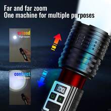 Outdoor Super Bright LED Flashlight, Rechargeable Home Strong COB Handheld Flashlight With Tail Magnet Light, Multiple Lighting Modes, Suitable For Camping, Maintenance, Fishing, Emergency Situations, Outdoor Activity Lighting - màu đen - Xem 6
