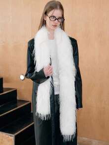 1条女士纯色蓬松保暖围巾，仿兔毛绒设计，高端优雅甜美风格，秋冬新款柔软保暖披肩，时尚百搭，适合日常出行，可作为节日礼物送给朋友。 - 彩色 - 查看 13