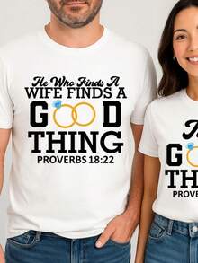 1 件情侣装我是她的，他是我的 T 恤套装情侣 T 恤，圣诞情侣衬衫，男士衬衫图案男士衬衫短袖，情侣棉质 T 恤 - men 8 - 查看 2