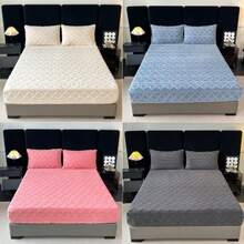 Set de lenjerie de pat din catifea, 3 buc., toamnă/iarnă, nou, moale și confortabil, cald și respirabil, instantaneu cald, husă de protecție anti-praf, set de cearșafuri cu elastic antiderapante, potrivit pentru dormitor, cameră de oaspeți, hotel. 1 cearșaf cu elastic + 2 fețe de pernă, inserția de pernă nu este inclusă. Potrivit ca și cadou de casă nouă pentru părinți, familie și prieteni sau ca și cadou textile pentru casă.