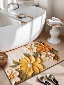 1/3 Stück rutschfeste, saugfähige Badezimmermatte, Silikonmatte, Retro-Muster Badezimmer, U-förmige Toilettenvorlage, saugfähige Fußmatte für das Waschbecken, 2,5 mm Dicke Weihnachtsdekoration Küchenteppich