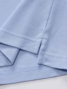 T S Dreamer Men's Long Sleeve Polo Shirt, Original "Dream Come True" Embroidery, Fashionable Contrast Color Blocking, Pure Cotton, Versatile For Christmas, Halloween, Thanksgiving, Valentine's Day, Teachers' Day, Father's Day, Carnivals, Easter, Ramadan, New Year, Independence Day, Eid Al-Adha, St. Patrick's Day, Spring Festival - Baby Blue - View 9