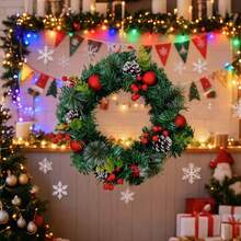 Weihnachtskränze Dekorationen, Schleifen Dekor Kränze, Feiertags-Dekorative Kränze, Innen Weihnachtsdekoration, Thanksgiving Dekoration, Außen Weihnachtsdekoration, Große Weihnachtskränze, Saisonale Dekorationen, Feiertags-Dekorationen, Herbst/Winter Stil, Geeignet für Innen-/Außendekoration, für Kamin, Wandakzente und Weihnachtsdekorationen Zuhause Weihnachtsdekoration Raumdekoration