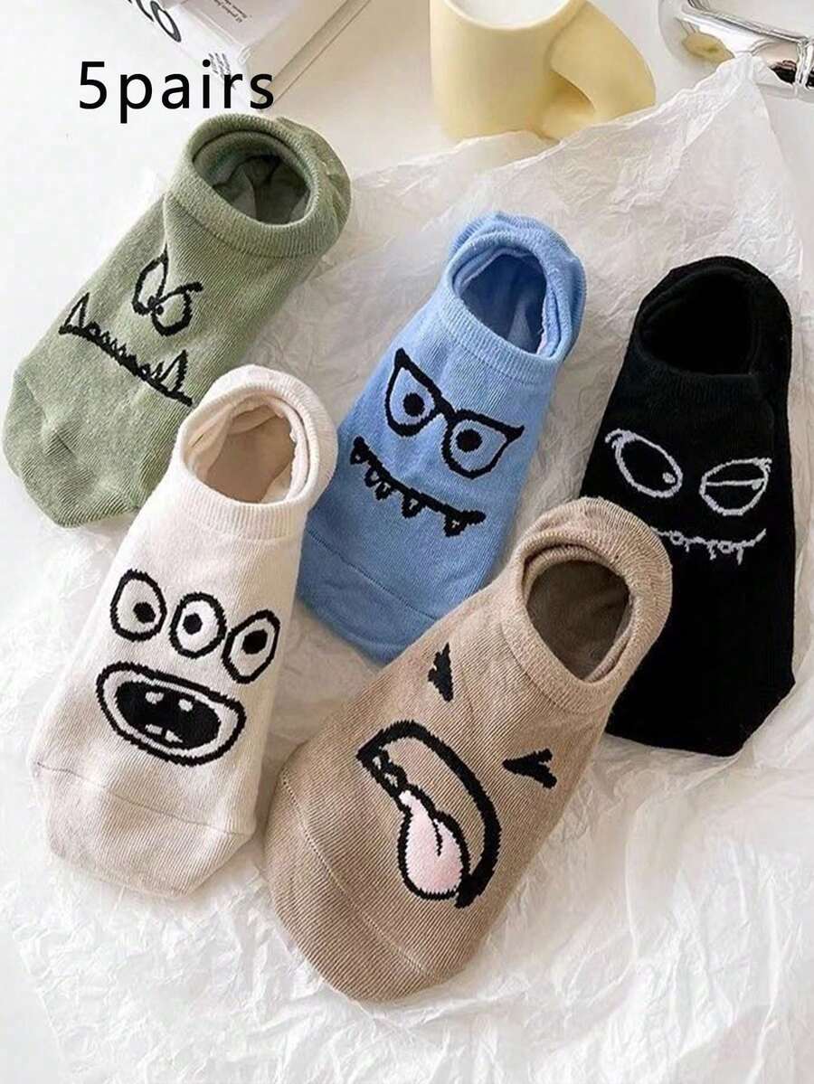 5 pares de calcetines de vestir informales, de corte bajo, para hombre, transpirables, livianos, que eliminan los olores, con absorción de humedad, para el gimnasio - Multicolor - Ver 1