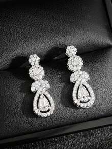 MOONSO 1 Pair Elegant Fashionable Personalized Water Drop Zirconia Stud Earrings, Party, Banquet, Travel, Holiday Gift, Women Earrings E7967