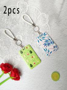 2Pcs/Set Card Cover For Attracting Wealth Cat Astronaut Cute Simple Durable Sliding Cover Multifunctional Hanging Rope Plastic Access Card Classic Cartoon Protective Cover