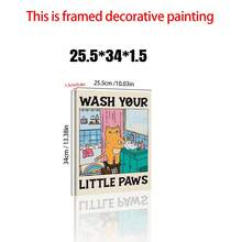 1 cartellone murale in tela, Lava le tue zampine, cartellone con uno stile artistico unico che raffigura un gatto vicino al lavandino, adatto per la decorazione artistica in camere da letto, soggiorni o appartamenti. Include regali di murali senza cornice o con cornice, estetica per la decorazione della stanza, decorazione della parete, decorazione vintage della stanza e raffinata decorazione della parete.