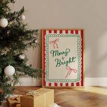 1 Stück gerahmtes Vintage Weihnachts-Wandkunst, gestreifter Hintergrund mit Schleife & Spitzenbesatz, Feiertags-Typografie Muster für Schlafzimmer, Wohnheim, Party, Retro festliche Dekoration mit botanischen Elementen, einzigartiges Geschenkidee Weihnachtsdekoration Weihnachtsbaum Geschenkdekoration Thanksgiving Hochzeit Heimdekoration Herbstdekoration Herbstdekoration Geburtstagsdekorationen für Geschenke Partyartikel Innenraum Feiertags Festival Dekoration Halloween Dekoration Wanddekoration Halloween Ornamente