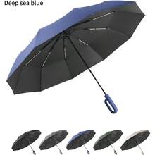 - Paraguas plegable de de viaje, 10 costillas, apertura y cierre automtico, mochila ligera porttil, sombrilla de coche para exteriores, sollluvia, proteccin anti 99, UPF 50, - Azul Marino - Ver 6