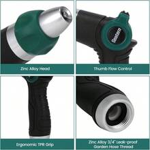 High Pressure Garden Hose Nozzle Sprayer, Heavy - Duty Metal Hose Nozzle With Thumb Control Adjustable Jet Car Washing, Patio Cleaning, Lawn Plant Watering - Initial - View 5