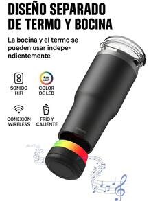 Vaso Térmico 900 Ml Con Bocina Bluetooth Kbod Rad-20431 - Rosa - Ver 8