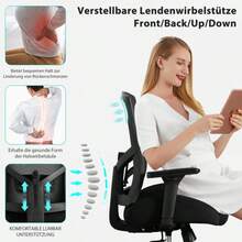 Sedia da ufficio ergonomica, sedia da scrivania con schienale alto da 200 kg, cuscino morbido 3D, braccioli 4D, supporto lombare regolabile, sedia da computer a dondolo da 105°, sedia in rete