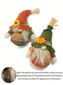 2个装 - 感恩节小矮人秋季装饰，丰收礼物手工小矮人摆件，适用于家居、厨房、农舍、多层托盘、节日派对，向日葵小矮人 - 彩色 - 查看 9