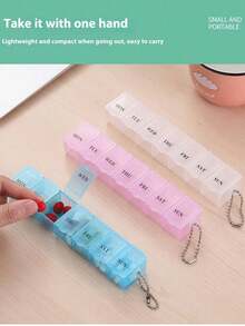 1 cutie portabilă pentru pastile, 7 zile, recipient pentru depozitarea medicamentelor de călătorie, material PP ușor, carcasă compactă pentru pastile cu compartimente zilnice separate, cutie de depozitare a medicamentelor cu 7 grile, rezistentă la praf și umiditate, pentru tablete, capsule, granule etc.