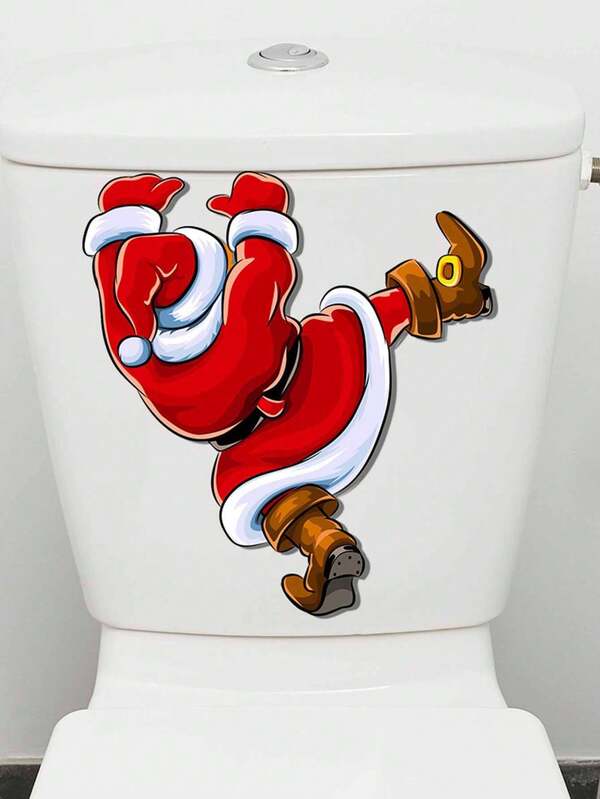 1 Stück Weihnachts-Toiletten-Dekoration, selbstklebender Wandaufkleber, PVC Badezimmer Toiletten Aufkleber Weihnachtsdekorationen Winterraumdekoration