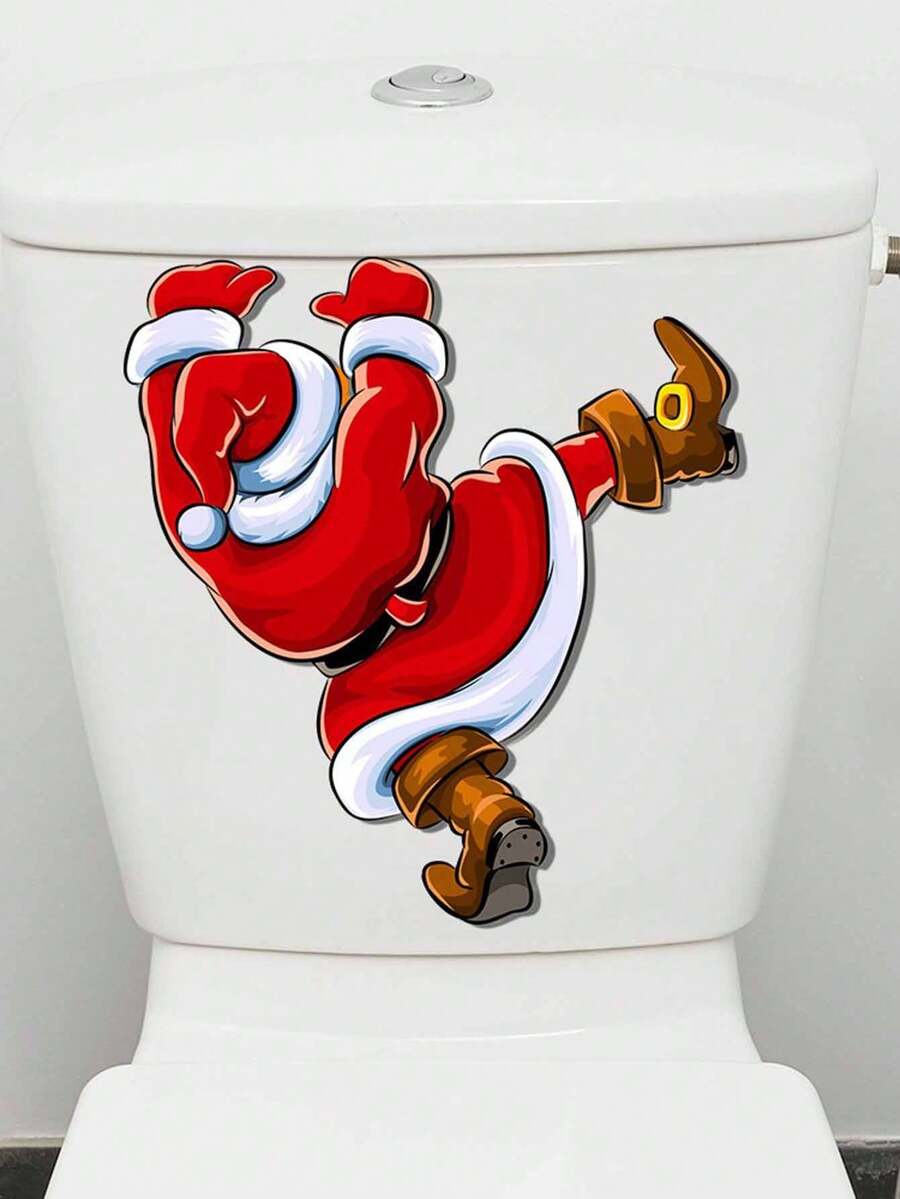 1 Stück Weihnachts-Toiletten-Dekoration selbstklebender Wandaufkleber, PVC Badezimmer Toiletten-Aufkleber Weihnachtsdekorationen Winterraumdekoration Weihnachtsdekorationen Zuhause Weihnachtsgeschenke Weihnachtsdekoration