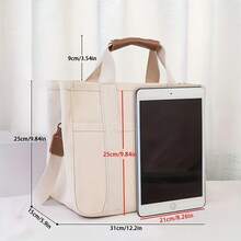 Canvas Tote Bag For Women With Multi-Pockets, Spacious & Durable School Messenger Bag – High-Capacity Shoulder Tote For Books, Laptop & Daily Essentials - 黑色 - 查看 3