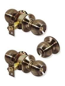 Cerradura Chapa Perilla 2 Piezas Puerta Recamara Dormitorio Pomo Laton Antiguo Accesorios Hogar Casa - Café integral - Ver 1