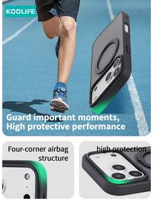 Koolife 1 件装 360° 旋转磁吸手机壳，适用于 17 Pro，2.5mm 厚背板，PC+TPU 材质，精准开孔，亲肤磨砂防滑防汗，摄像头凸起保护，兼容 13/13 Pro/13 Pr、14/14 Pro/14 P、15/15 Plus/15 Pro/15 X、16/16 Plus/16 Pro/16 Pro Max/16e