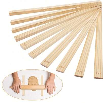 2/8pcs Pottery Tools And Supplies Clay Tools And Supplies - Set Of Wooden Ceramic And Pottery Clay Handicraft Rolling Stick Guide Suit-Uncharged,Polymer Clay Thickness Bar, Slab Roller And Hand Modeling Tool,Pottery & Sculpting Tool Set - Wooden Clay Roller, Guide Rods & Pin For Precision Thickness Control