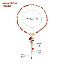 1pc Elegant European Style Christmas Necklace With Santa Boot & Bell Colorblock Choker, Fashion Party Jewelry