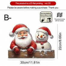 1 pieza, Decoración de pared y valla de estilo rural de madera con Papá Noel, muñeco de nieve y reno, decoración de patio navideño, madera, decoración de pared y valla de jardín interior/exterior, sin electricidad requerida, fácil de instalar (con tornillos), regalo navideño para amigos, decoración navideña, 2D