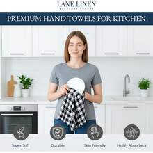 Juego de toallas de cocina y paños de cocina LANE LINEN - Paquete de 6 paños de cocina de algodón, 18"x 28", toallas suaves para la cocina, paños de té, toallas de cocina premium, toallas de limpieza de secado rápido - Negro - 06: Rojo - Ver 6