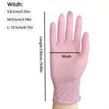 100入拋棄式丁腈手套，粉紅色，S/M/L尺寸可選。耐用家用清潔手套，適用於廚房、浴室、清潔、美容、染髮及寵物護理（無包裝盒）。4/50/100入 - 粉色 - 查看 5