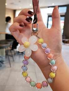 Pink Mobile Phone Lanyard, Korean Pearl Flower Decoration, Key Chain Key Chain Bag Pendant Bag Pendant Bag Ornaments Chain Bag Hanging Ornaments, Suitable For Mobile Phones, Bags, Key Chains, Etc. Suitable For Girls, Women, College Students, New Employees, White-Collar Women Gift Accessories Decoration. Car Pendants, Women'S Key Chains, Key Pendants,