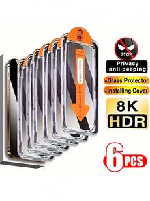 6 Pcs Privacy Screen Protector Compatible With Iphone 17/16/15/14/13/12/11/17 Pro Max/17 Air/16 Pro Max/16e/Plus/X/XR/XS Max/Mini, 9H+ Tempered Glass Film, Anti-Scratch, Anti-Fingerprint, Ultra HD, Full Coverage, Dynamic Island Compatible, Case Friendly - 6pcs - View 38