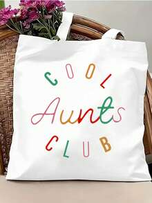 1 pieza Bolsa de tela con texto gráfico colorido y estilo cool, bolsa ligera para compras diarias, ir a la biblioteca, fiestas, esencial para la escuela y viajes