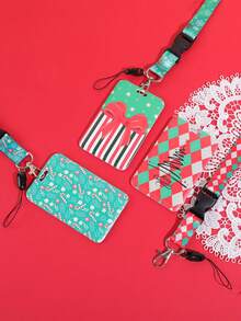 1pc Vertical Christmas Card Holder, Delicate Santa Claus Christmas Tree And Other Different Patterns For Storing Essential Supplies For Work Cards, Student IDs And Bus Cards (With Long Lanyard) - Multicolor - View 6