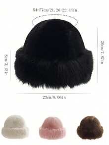 1 件女士冬季羊毛渔夫帽，时尚厚帽子，温暖冬帽，适合搭配羊毛大衣，冬季服装 - 彩色 - 查看 2