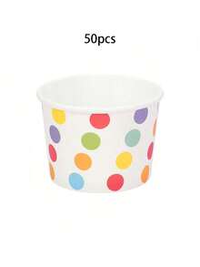 10pcs/20pcs/50pcs Mini Rainbow Polka Ice Cream Cups For Party Small Ice Cream Cups Treat Paper Cups Dessert Snacks Sundae Yogurt Container Wedding Birthday Babe Shower Party Supplies - Multicolor - View 10