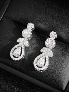 MOONSO 1 Pair Elegant Fashionable Personalized Water Drop Zirconia Stud Earrings, Party, Banquet, Travel, Holiday Gift, Women Earrings E7967