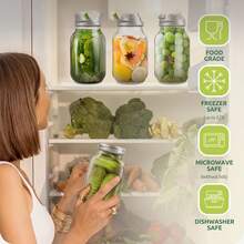 APPKER 2/4 potes de vidro de boca larga de 750 ml/24 oz com tampas herméticas - Inclui adesivos e marcador de giz grátis - Potes grandes para conservas, conservas, frutas e vegetais - Recipientes de armazenamento de cozinha para organização de despensa e artesanato faça você mesmo