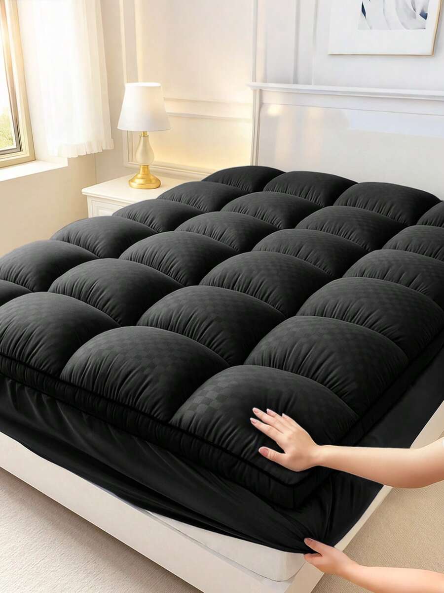 KTAbedding Thickened Mattress Pad, Soft Mattress Protector, Quilting Technology, Machine Washable, Strong And Wear-Resistant, Easy To Clean, Can Be Stretched Into 8-12 Inch Deep Pockets, Enhancing Bed Comfort - Black - View 1
