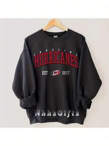 Carolina Hockey Shirt Sweatshirt, Hurricanes Ice Hockey Sweater, Retro Carolina Hockey Fan Gifts - màu đen - Xem 1