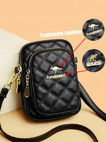 时尚小单肩包，简约多功能拉链斜挎包，女士户外手机袋 - 黑色 - 查看 2